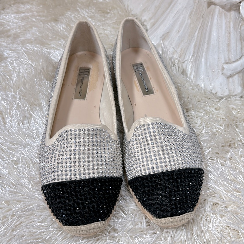 INC International Concepts Bone Rhinestone Steevie Canvas Espadrilles 6.5M